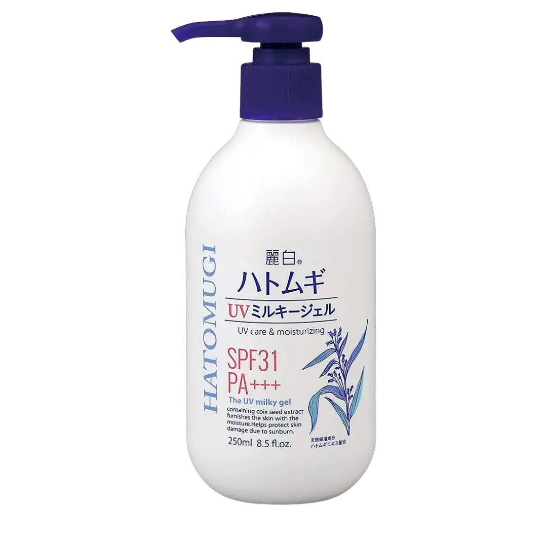21 Kumano Reihaku Hatomugi UV Milky Gel UV Care & Moisturizing SPF 31PA+++ 250ml - Image 1